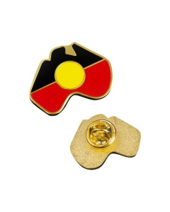 Australia Map Aboriginal Flag Lapel Pin
